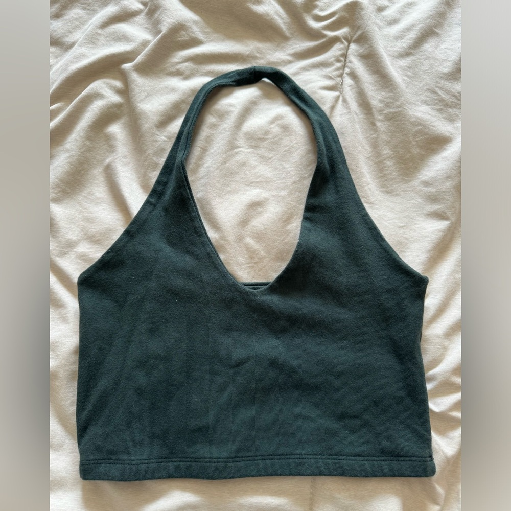 brandy melville dark green halter top one size